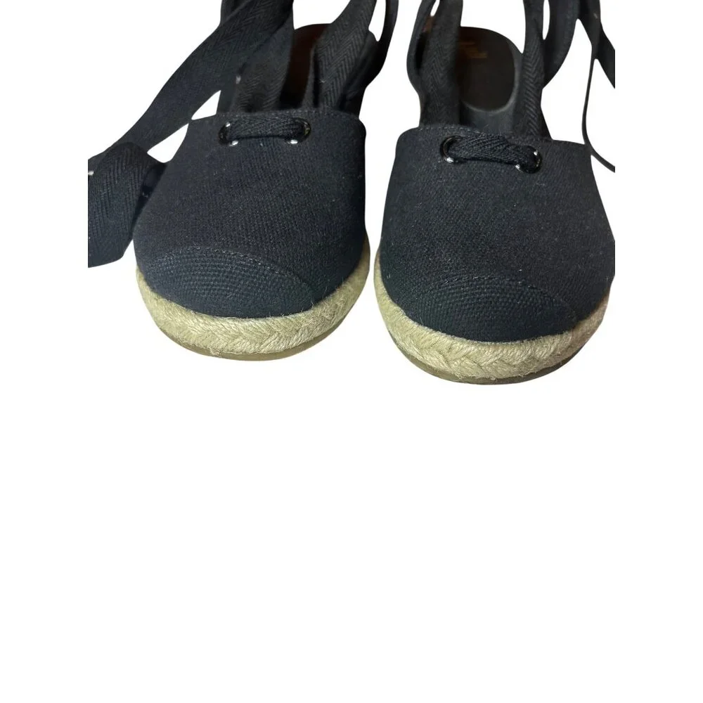 J. Jill Black Canvas Espadrille Wedge Summer Sandals Women’s 10 Beachy Boho - Picture 5 of 8